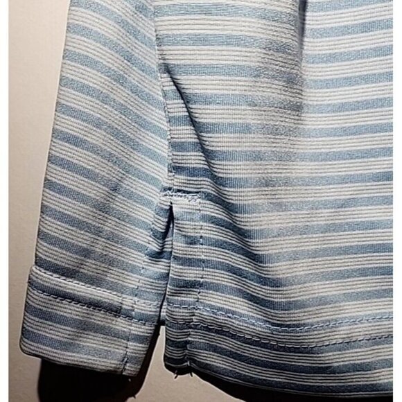 PGA Tour Polo Shirt Mens Large Blue White Striped Golf Performance Short Sleeve - Picture 3 of 9